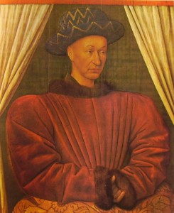 Fouquet: Ritratto di Carlo VII, cm. 86 x 72, Louvre, Parigi.